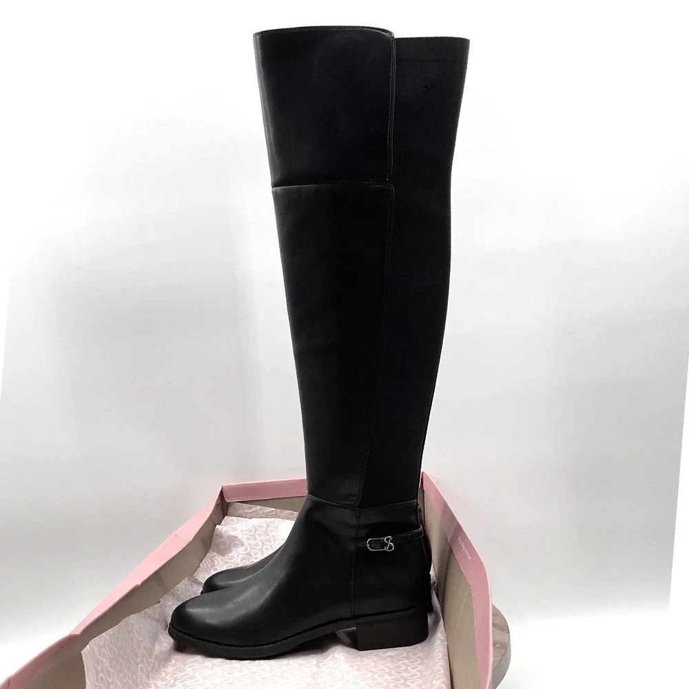 Sam and Libby Womens Black Over The Knee Stretch Back Riding Boots Size 8.5